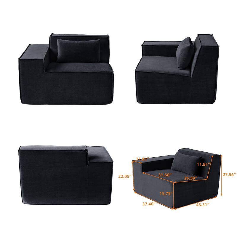 82" Modern Upholstered Loveseat Sofa Modular Sofa Corduroy Fabric Couch with Movable Fabric Cover & 2 Pillows