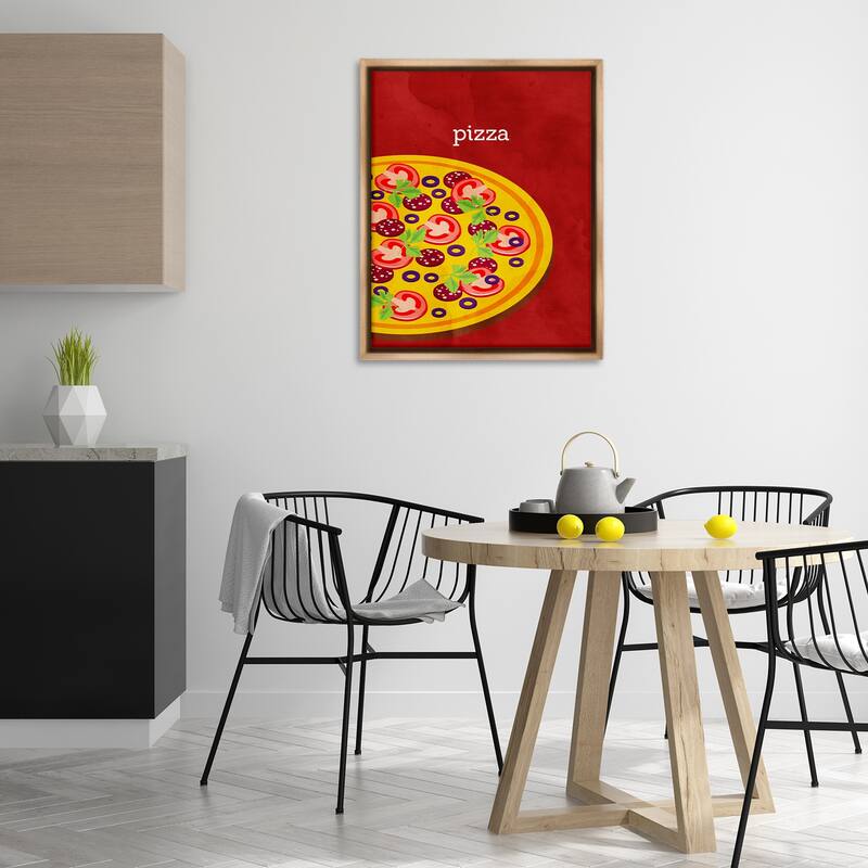 Stupell Tasty Savory Pizza Framed Floater Canvas Wall Art Design By Kim Allen