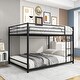 preview thumbnail 1 of 6, Full over Full Metal Bunk Bed with Upper-level Guardrail & Stepped Tube, Heavy Duty Space-Saving Design, Easy Assembly, Black Black