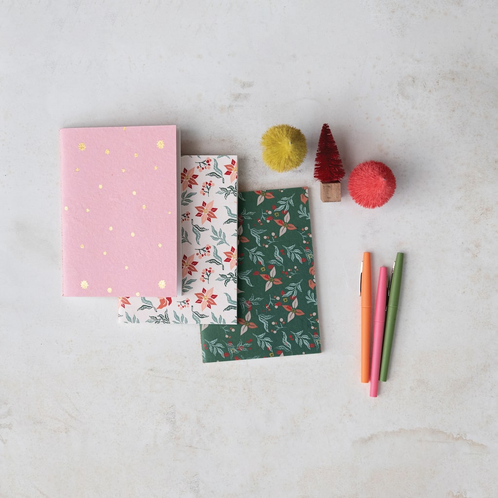 Handmade Recycled Paper Soft Cover Notebooks with Patterns