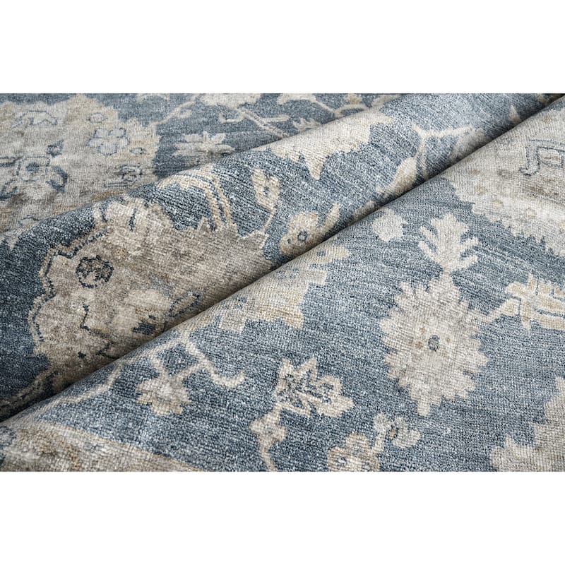 EXQUISITE RUGS Museum Hand-knotted Bamboo Silk Medium Blue Area Rug.