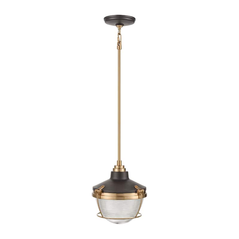 Elk Home Seaway Passage Oiled Bronze With Ribbed Glass 1 Light Pendant