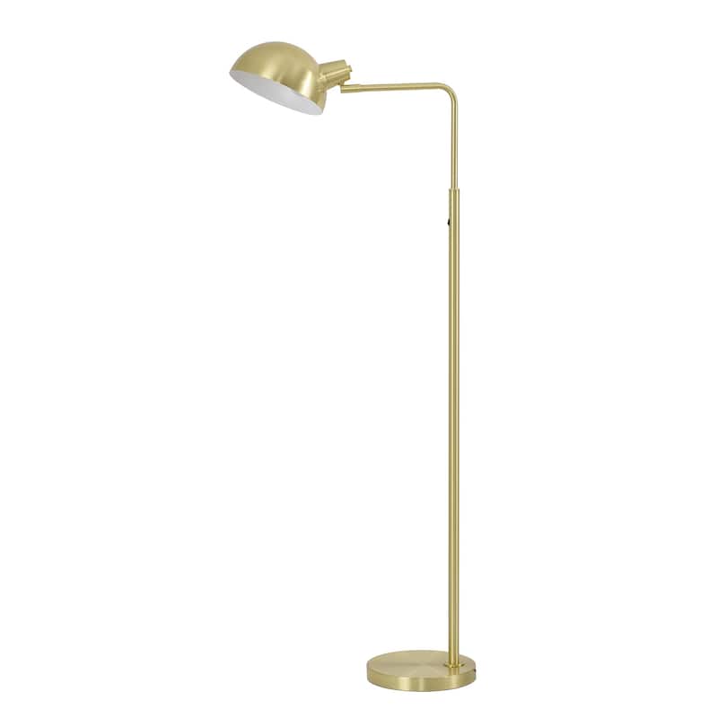 1-Light Satin Brass Metal Floor Lamp With A Metal Shade