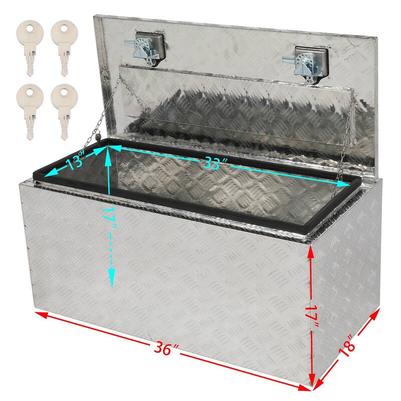 36" Aluminum Under Body Toolbox 5 Bar Tread Silver - N/A