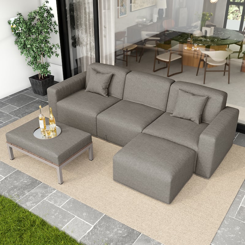 5-Piece Modular Sets Sectional Sofa Set Patio Conversation Sets