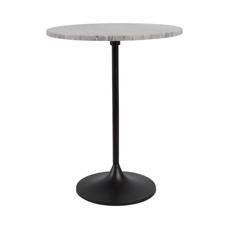 Metal Base Marble Top Modern Glam Accent Table Round Silhouette