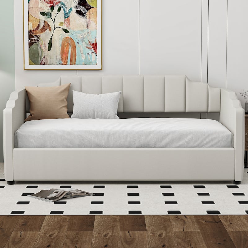 Upholstered Daybed with Underneath Storage - White
