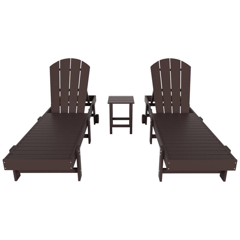 Polytrends Laguna Hdpe All Weather Outdoor Patio Pool Reclining Armless Chaise Lounges (3-Piece Set)