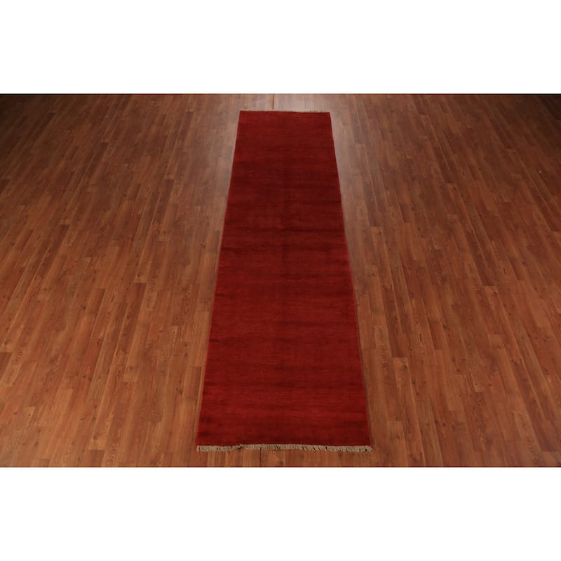 Gabbeh Modern Runner Rug Handmade Hallway Wool Carpet - 2'9" x 9'8"