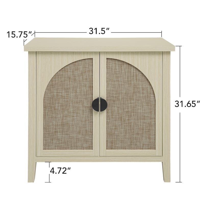 Roomfitters Rattan 2 Door Storage Cabinet, Accent Sideboard Buffet Cabinet with Adjustable Shelves, Natural