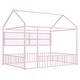 preview thumbnail 22 of 40, Full Size Metal Bed House Bed Frame with Fence and Four Metal Grid Shelves