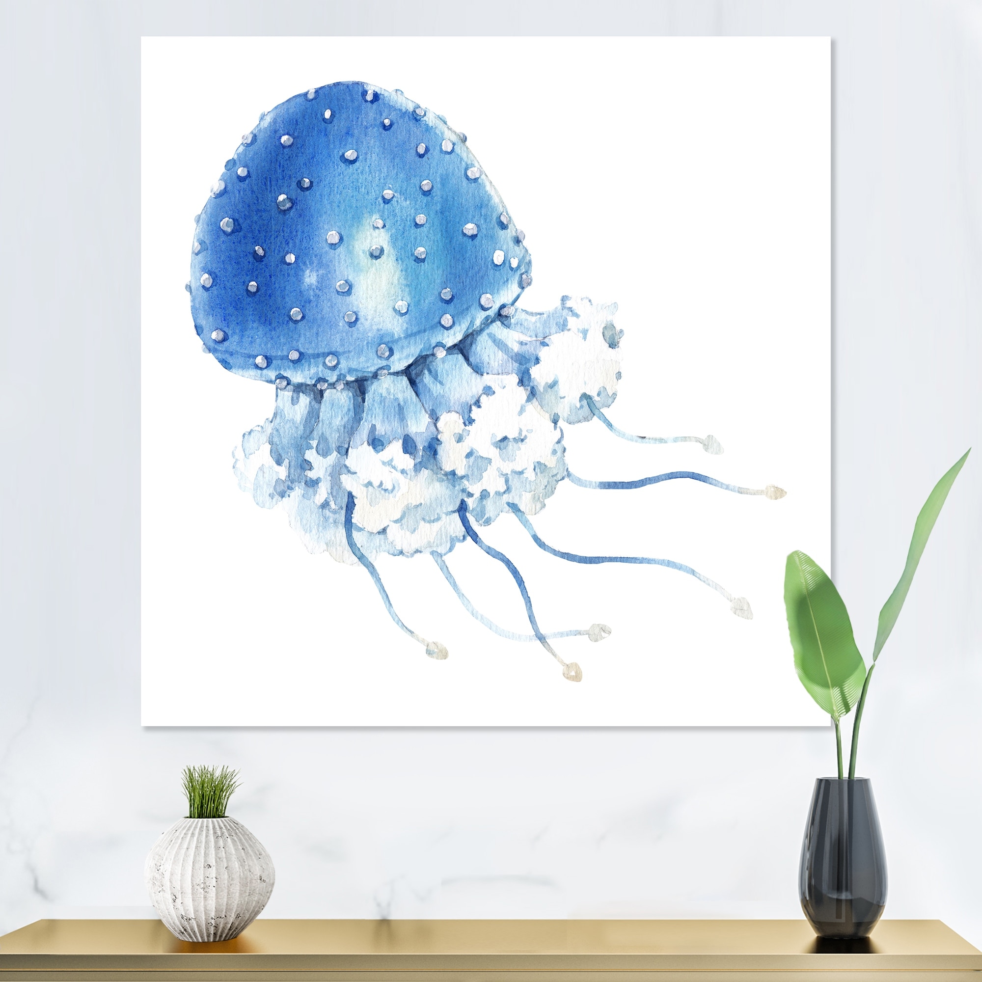 Designart Beautiful Jellyfish Composation IV Nautical & Coastal Canvas  Art Print