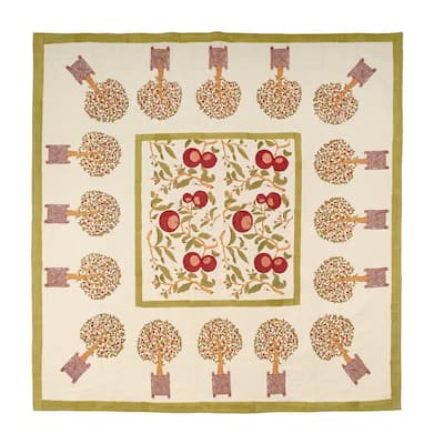 Couleur Nature Orange Tree Tablecloth - Red/Green