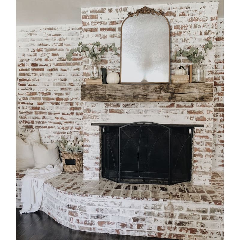 Traditional Arch Mirror, Antique Gold Mirror, Carved Elegant Arch Bathroom Mirror, 19"x 30" - 19W * 30H Inches