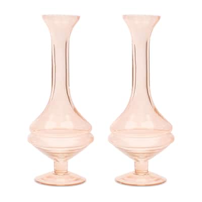 Pink Glass Stem Vase (Set of 2)