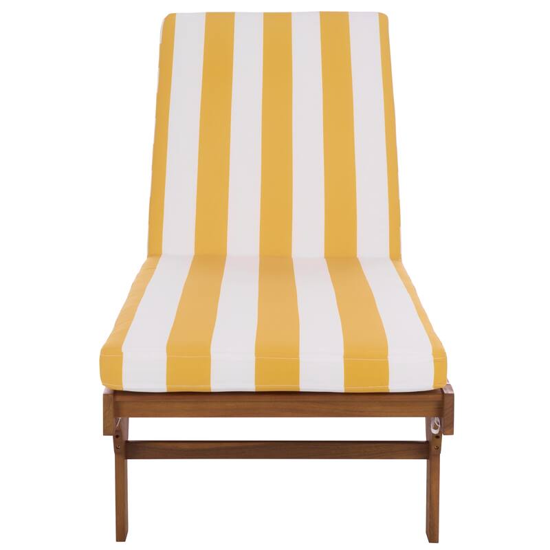 SAFAVIEH Iyanna Lounge Chair - 25 In. W x 80 In. D x 17-42 In. H - 25"W x 80"D x 17-42"H - Natural/Yellow Stripe