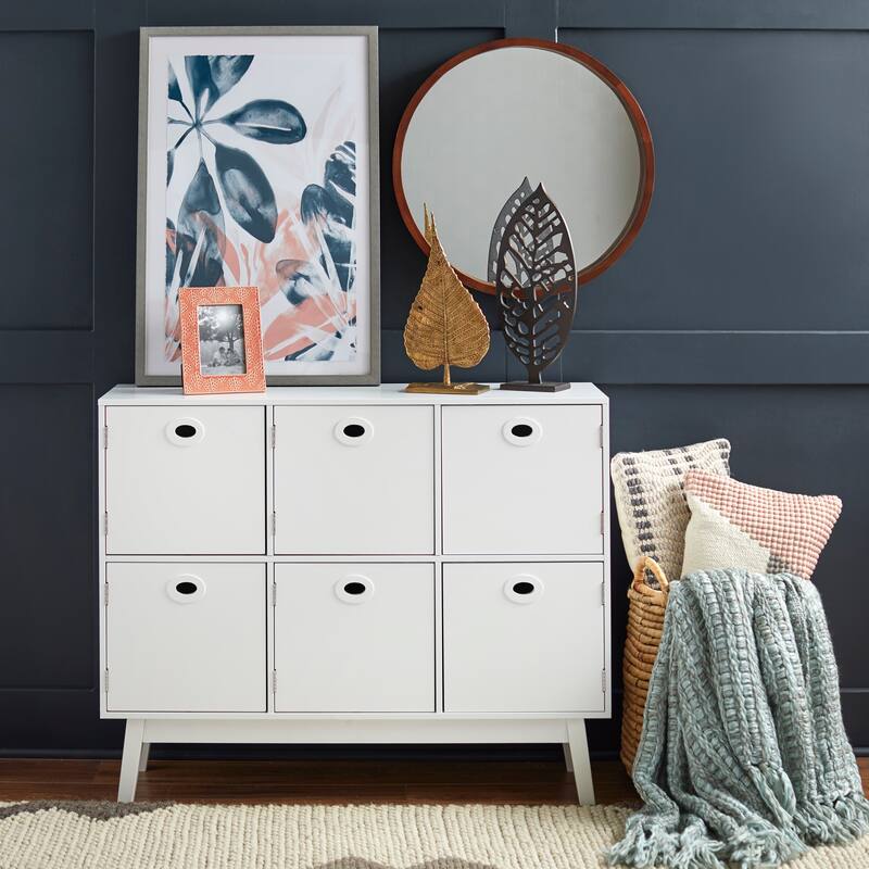 Simple Living Jamie Mid-century Modern 6-door Storage Cabinet - White