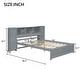 preview thumbnail 4 of 28, Full Size Platform Bed with Storage Headboard, 3 Shelves, 2 Side Lockers, Solid Pine Wood Frame, No Box Spring Required, Grey