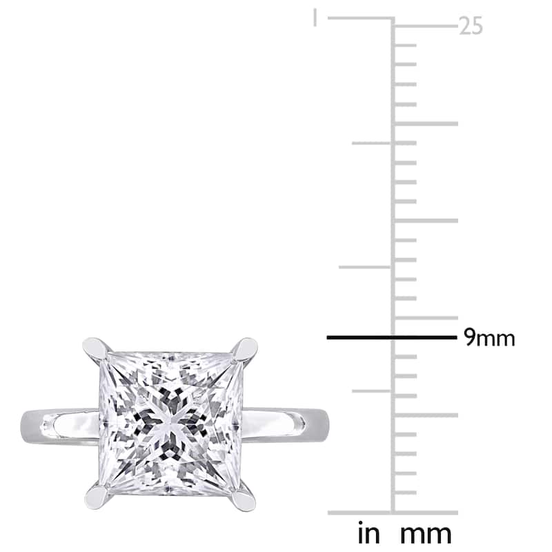 Miadora 4ct DEW Square-Cut Created Moissanite Solitaire Ring in Sterling Silver