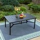 preview thumbnail 4 of 15, Outdoor Metal Dining Table Rectangle with Umbrella Hole for 6 People