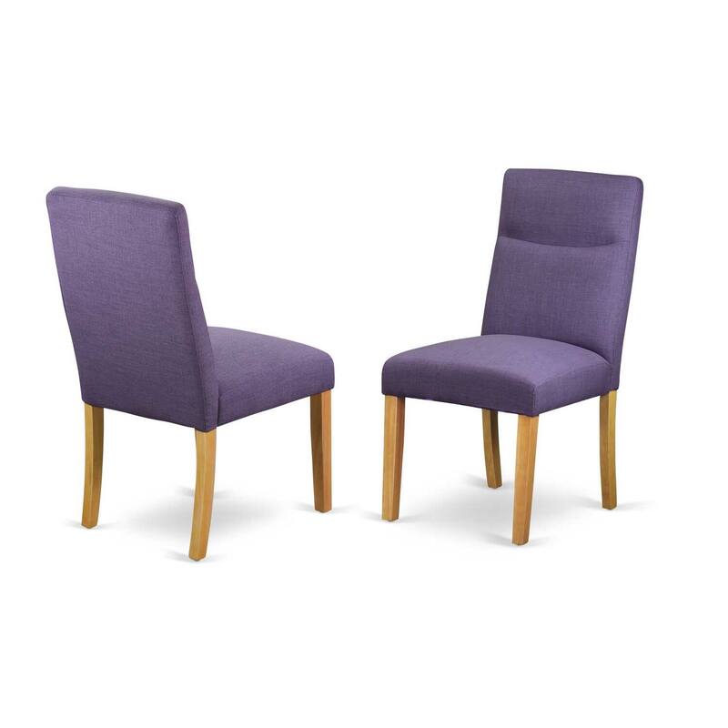 Parsons Dining Chairs Set of 2 - Linen Fabric Dining Room Chairs with Oak Legs - Modern Style Seating