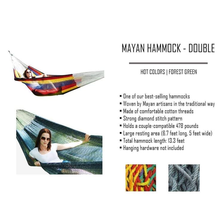 Double Mayan Hammock with Universal Stand - Bed: 6.7' x 5'