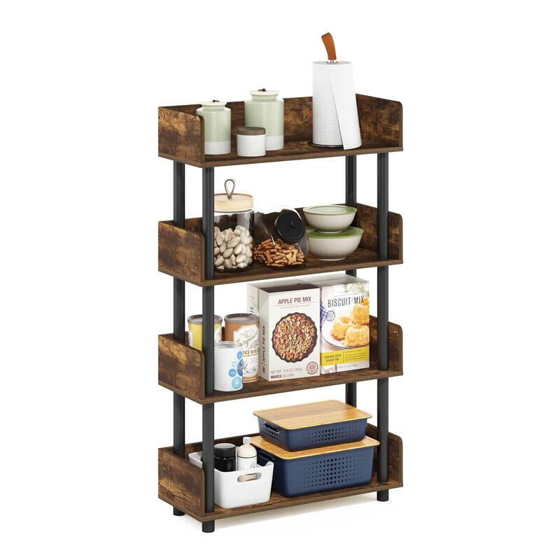 Furinno Turn-N-Tube 4-Tier Toolless Freestanding Multipurposes Display Rack, Espresso