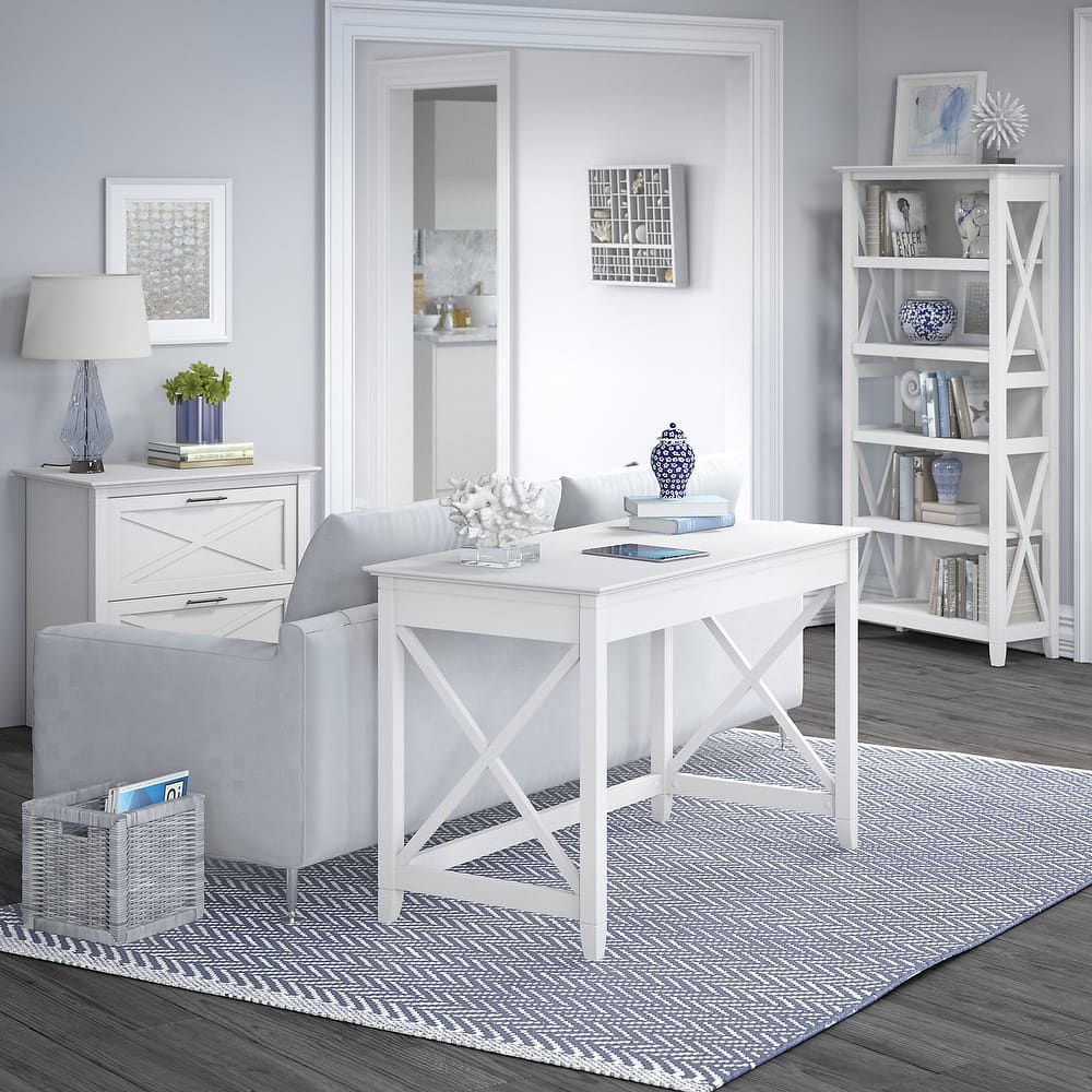 Key West 48W Writing Desk with Cabinet and Bookcase by Bush Furniture