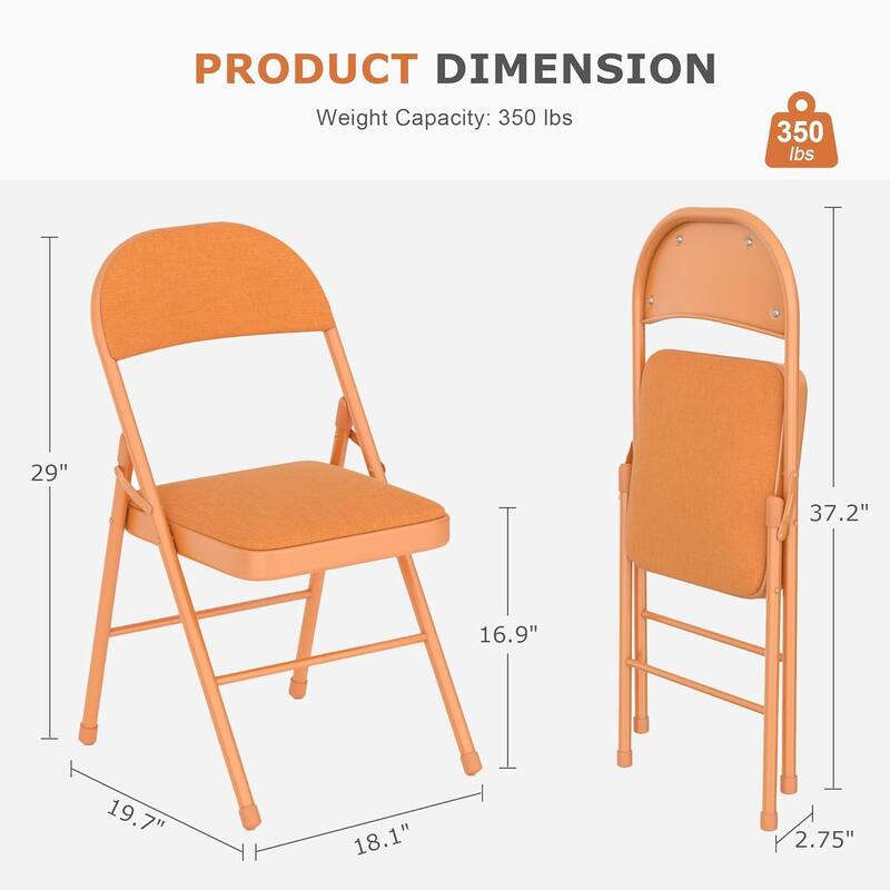 8 Pack Portable Padded Folding Chair, Upholstered Folding Dining Chairs Pack of 8, Metal Event Commercial Chairs