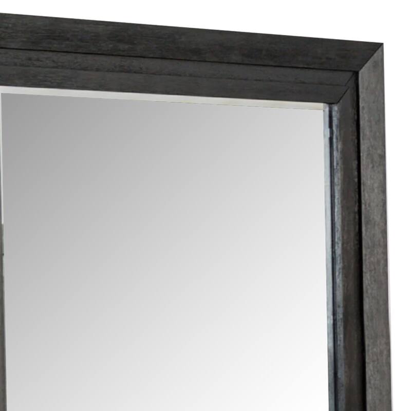 Ashen Dresser Mirror, Black Solid Wood, Rectangular Silhouette, 40x46