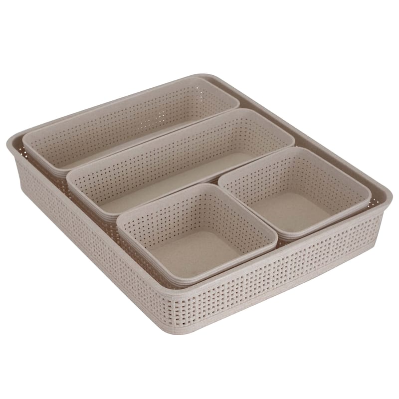 Simplify For Green Living 5 Pack Organizing Basket Set - 5 Piece - Beige