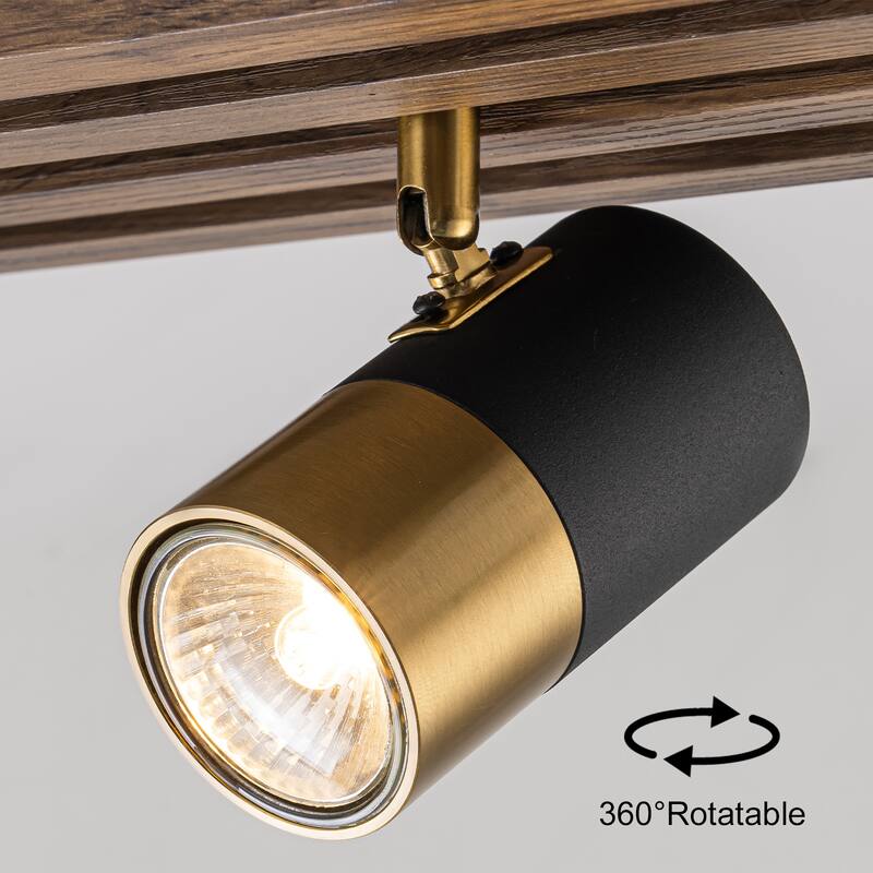 Modern Farmhouse 5-Light Flush Mount Ceiling Fixture Track Lighting with Rotating Head - Black