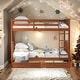 preview thumbnail 1 of 68, American Classic Traditional Style Twin-over-Twin Bunk Bed with Ladders and Two Storage Drawers Walnut