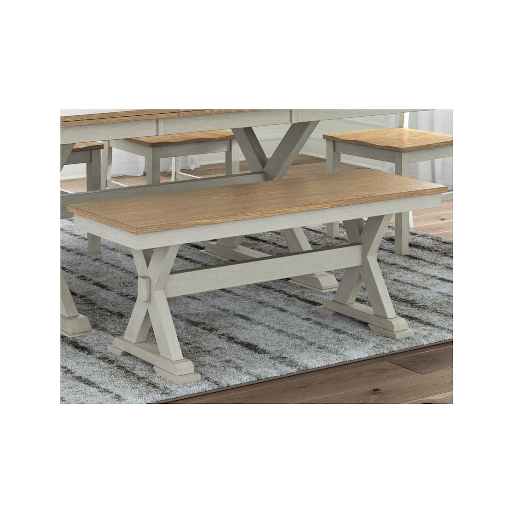 Signature Design by Ashley Westlinport Antique White/Brown 48" Dining Bench - 48"W x 16"D x 19"H