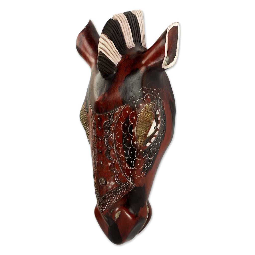 Handmade Zebra Head African wood mask (Ghana)