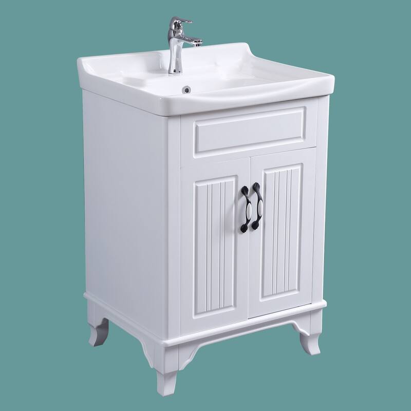 30" Adeline White Bathroom Vanity with Sink, Faucet, Drain and Overflow