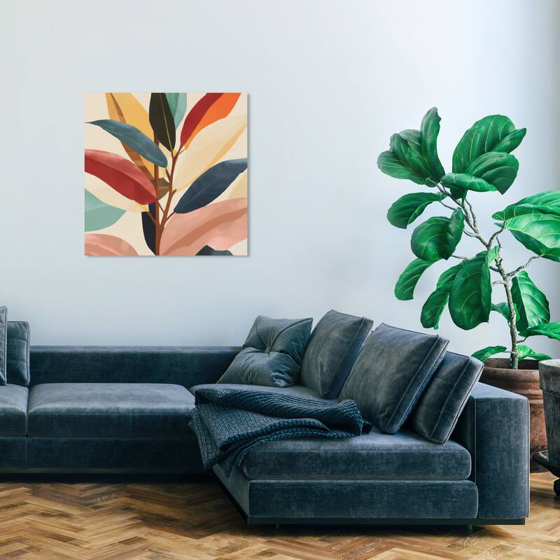 Wynwood Studio Canvas Floral and Botanical Leafs in Colors IV Wall Art Canvas Print - 30 x 30