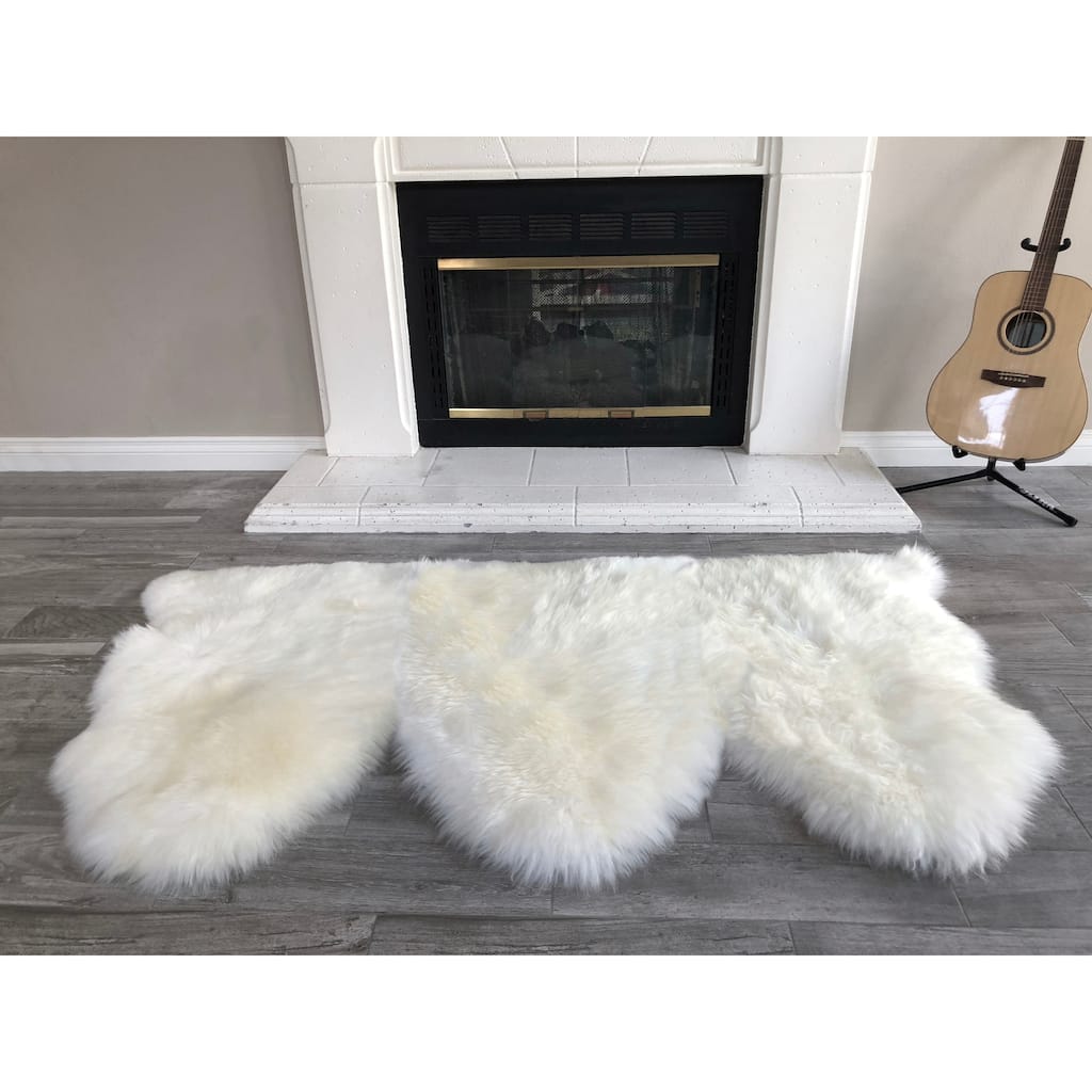 Dynasty Natural 3-Pelt Luxury Long Wool Sheepskin Shag Rug
