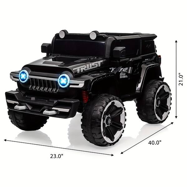 12V Electric Ride On Car with 2 Seats, 4WD Off-Road Truck, 25W Dual Motors, Battery Powered, Black