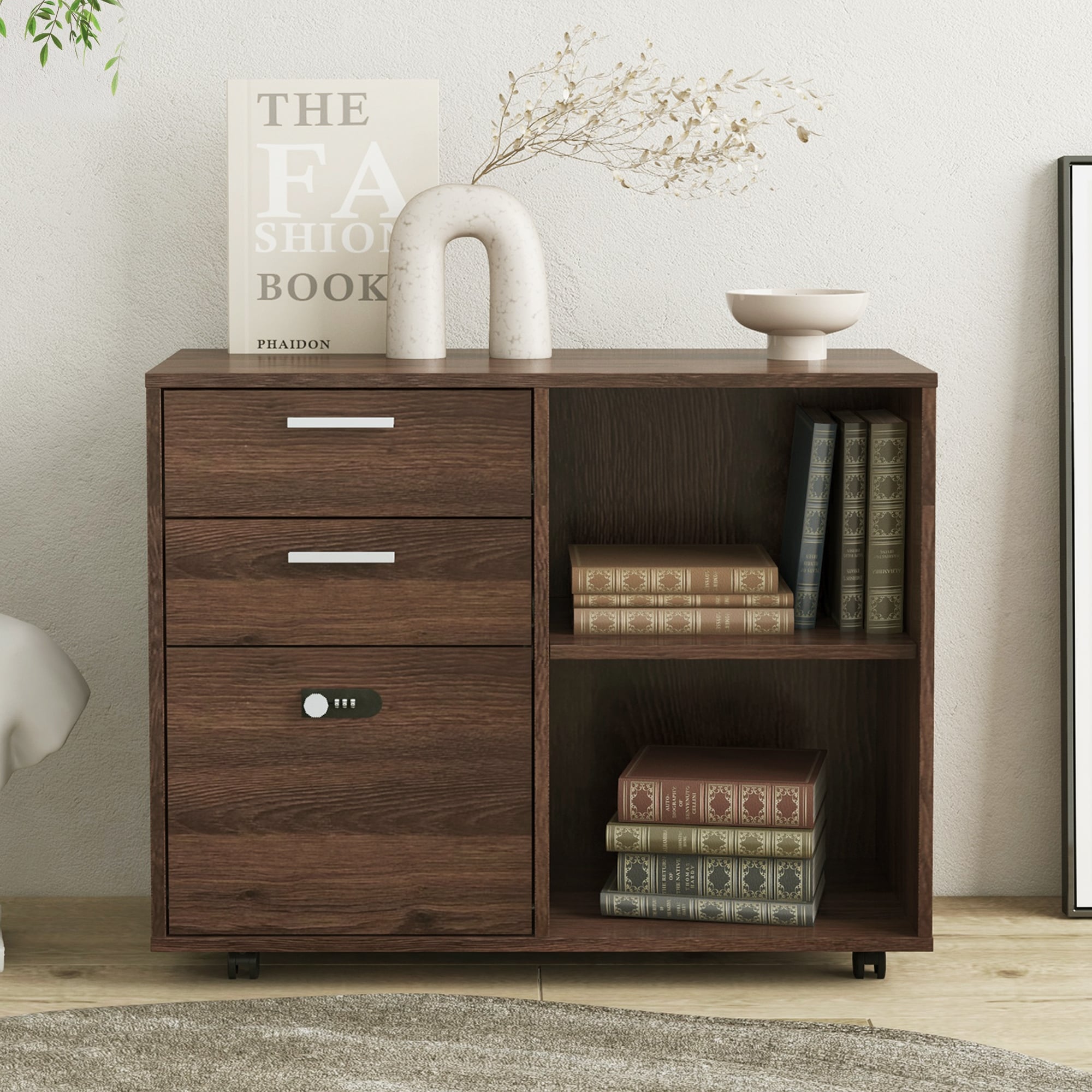 Lateral file cabinet clearance wood with lock