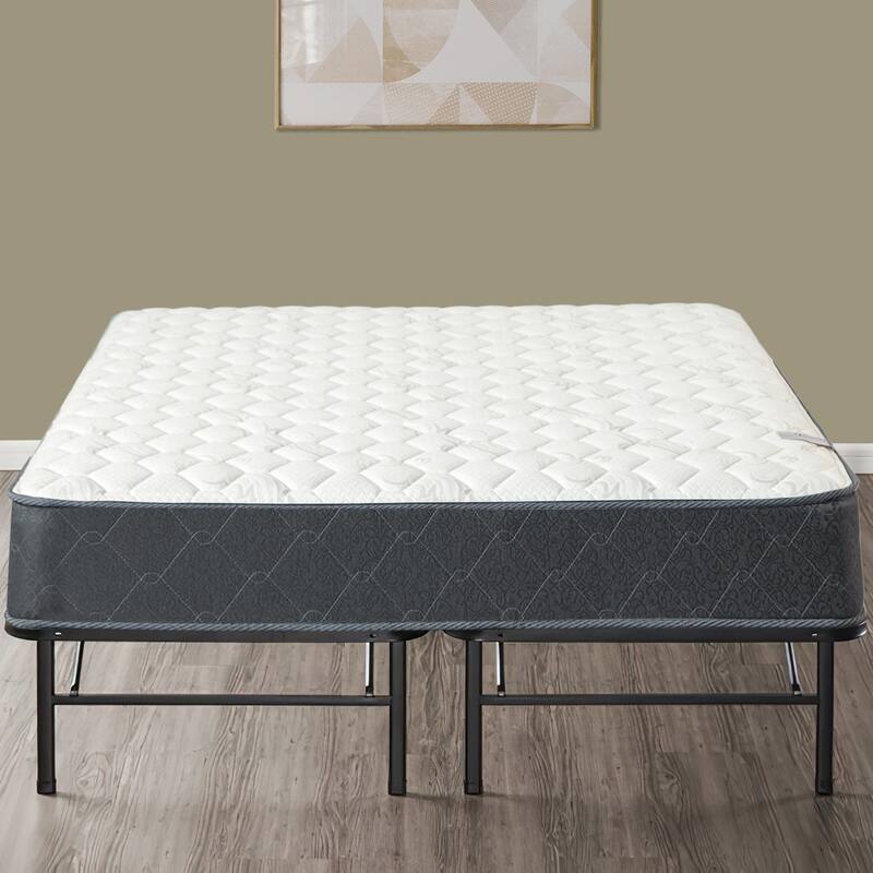 Onetan Mattress and Platform Bed Set, 10-Inch Memory Foam Medium Tight Top Hybrid Mattress and 14" Metal Platform Bed