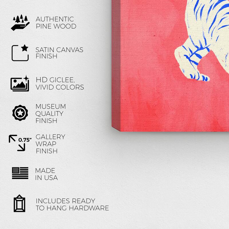 Wynwood Studio Canvas Animals Bright Tigers Dancing Red and Modern & Contemporary Wall Art Canvas Print