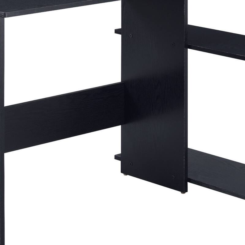 Modern L-Shaped Writing Desk 39" Reversible Design, Metal Base, Small Space Friendly