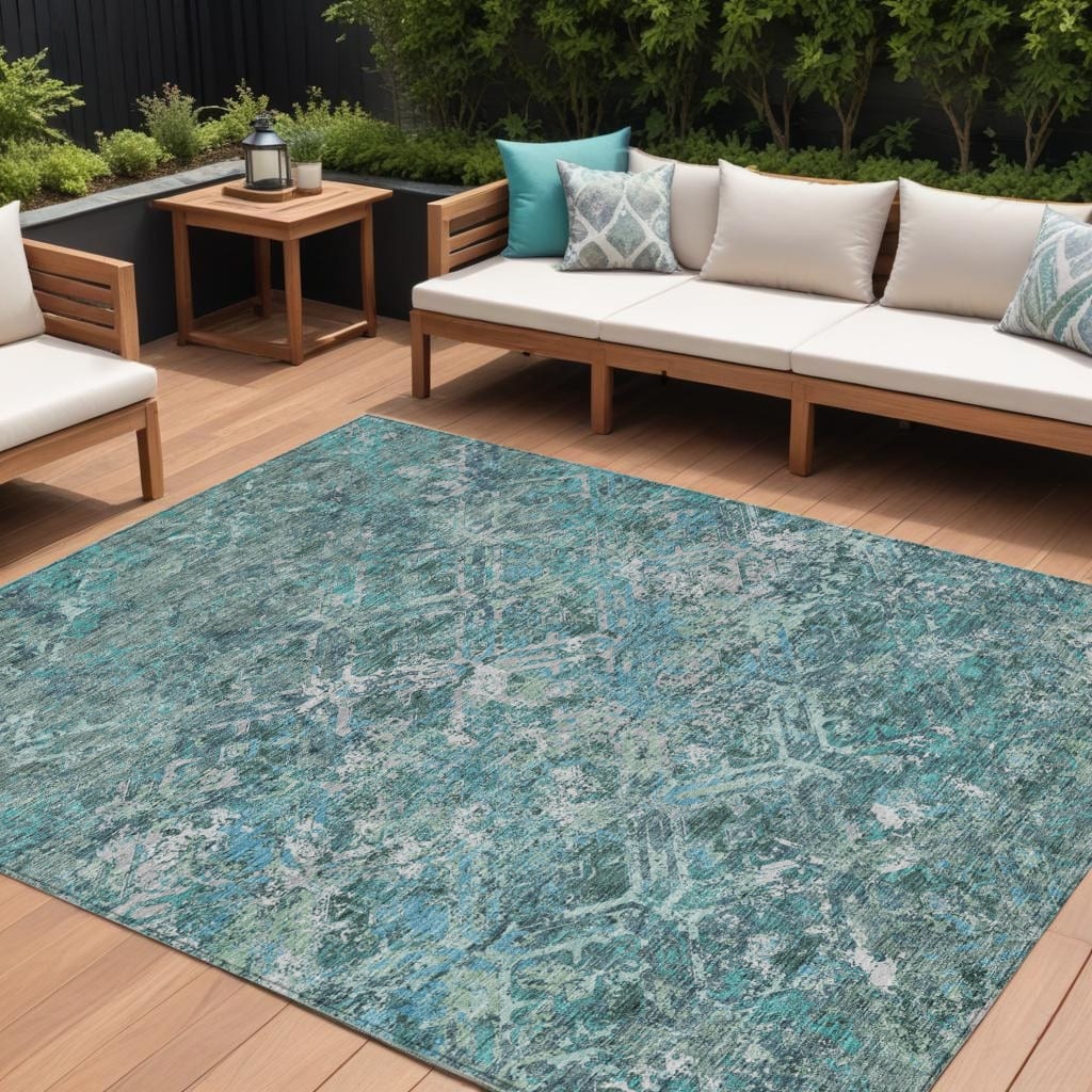 HomeRoots Geometric Transitional Rectangle Outdoor Rug