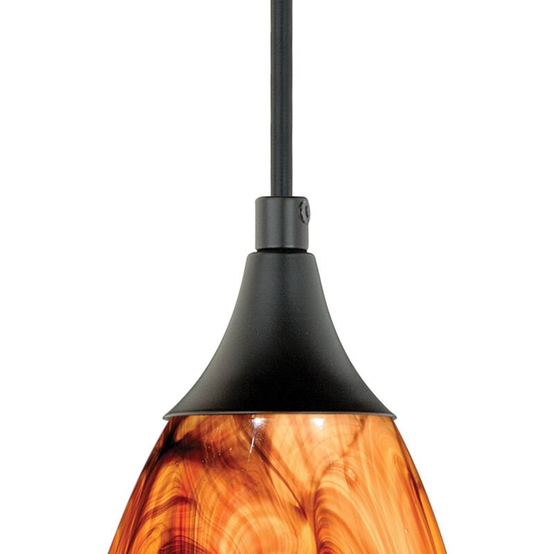 Milano Black Mini Pendant Ceiling Light Amber Fire Glass - 4.75-in W x 9.75-in H x 4.75-in D - 4.75-in W x 9.75-in H x 4.75-in D