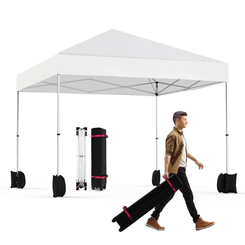 10' x 10' Pop Up Canopy, Commercial Outdoor Easy Up Party Tent with Carry Bag - White