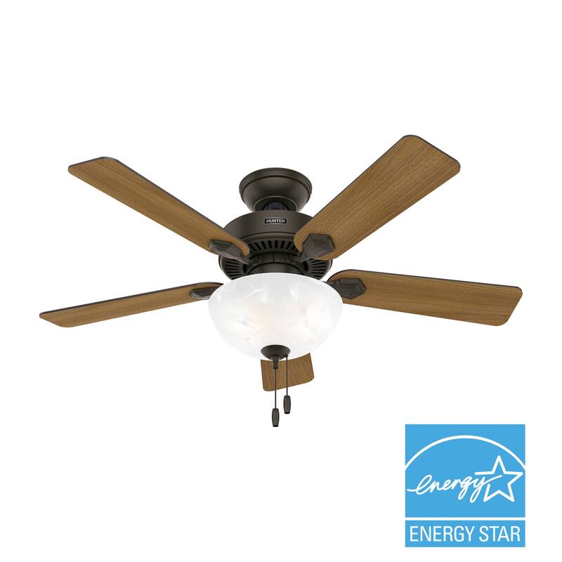 Hunter 44" Swanson Ceiling Fan with LED Light Kit & Pull Chain - Casual Traditional - 4 Speed DC Motor - ENERGY STAR!
