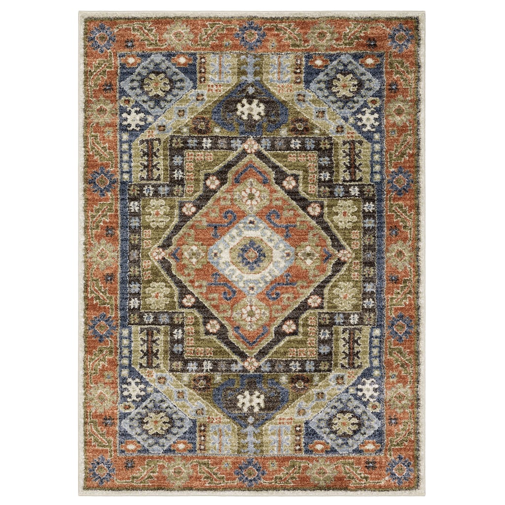 ROW Gemma Bohemian Center Medallion Rust/ Blue Area Rug