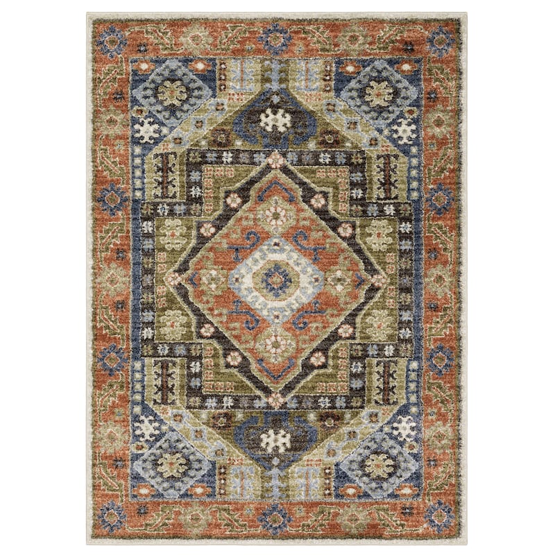 ROW Gemma Bohemian Center Medallion Rust/ Blue Area Rug - 9'10" x 12'6"