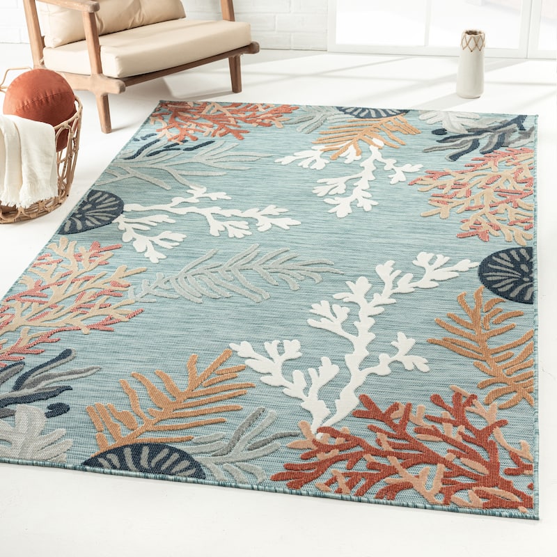 Sevita Coral Reef Textured Coastal Indoor/Outdoor Area Rug